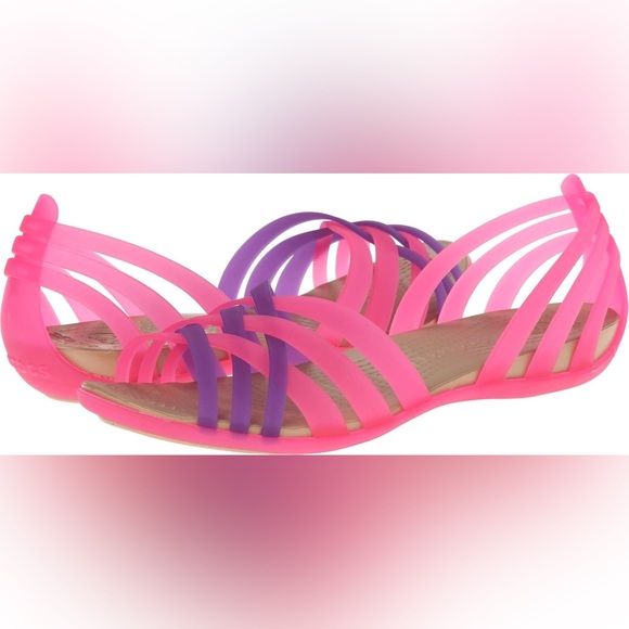 CROCS Pink & Purple Isabella Huarache Sandals - Picture 2 of 5